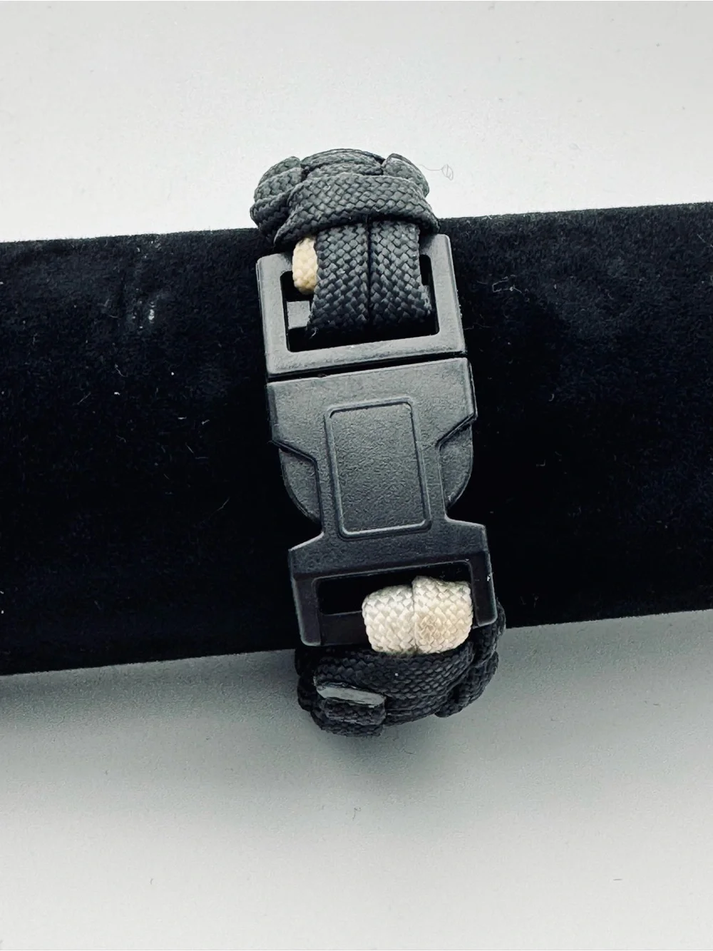 Black Paracord Survival Bracelet Tactical Woven Cord Buckle Wristband